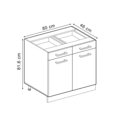 Vicco Küchenunterschrank R-Line, Schubladenschrank für die Küche, Blau-Grau/Weiß, 80 cm, AP Marmor