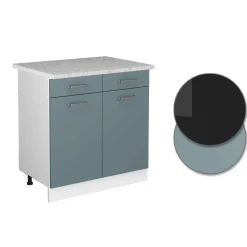 Vicco Küchenunterschrank R-Line, Schubladenschrank für die Küche, Blau-Grau/Weiß, 80 cm, AP Marmor