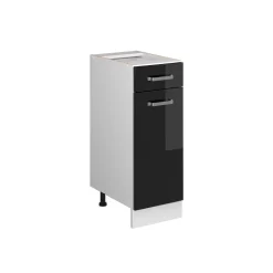 Vicco Küchenunterschrank "R-Line", Schwarz Hochglanz/Weiß, 30 cm ohne Arbeitsplatte