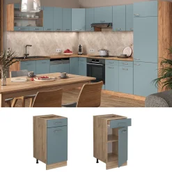 Vicco Küchenunterschrank R-Line, Schubladenschrank für die Küche, Blau-Grau, 40 cm ohne Arbeitsplatte