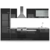 Vicco Küchenzeile R-Line, Küchenblock, Schwarz Hochglanz/Weiß, 300 cm, AP Marmor