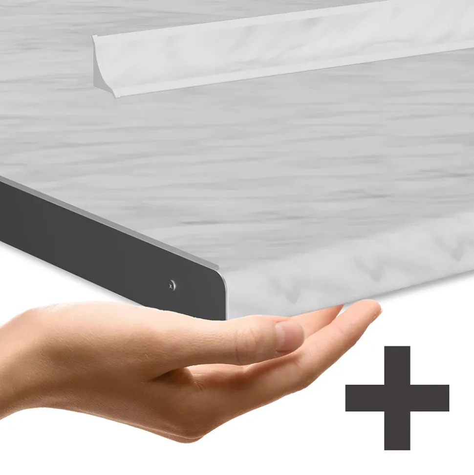 Vicco Küchenzeile "R-Line", Schwarz Hochglanz/Weiß, 300 cm mit Hochschrank, AP Marmor