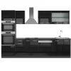 Vicco Küchenzeile "R-Line", Schwarz Hochglanz/Anthrazit, 300 cm mit Hochschrank, ohne Arbeitsplatte