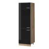 Vicco Kühlumbauschrank "R-Line", Schwarz Hochglanz/Goldkraft Eiche, 60 cm