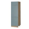 Vicco Kühlumbauschrank R-Line, Hochschrank für die Küche, Blau-Grau/Goldkraft Eiche, 60 cm
