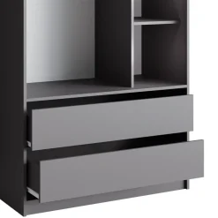 Vicco Kinderkleiderschrank Anthrazit Elmo mit 2 Schubladen - 100x200x50 cm aus Spanplatte - Regal für Kinder und Teenager, für platzsparende Organisation im Alltag