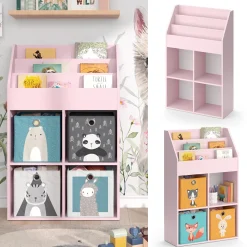 Vicco Kinderregal Rosa Luigi ohne Faltboxen - 72x114x31 cm aus Spanplatte - Bücherregal ideal fürs Kinderzimmer, perfekte Ordnung für Lieblingsbücher und Spielzeuge