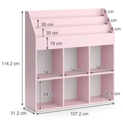 Vicco Kinderregal Rosa Luigi ohne Faltboxen - 107x114x31 cm gefertigt aus Spanplatte - Bücherregal für Kinder, kompakte Organisation für Spielzeug und Bücher