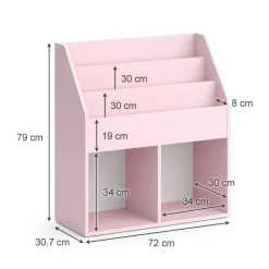 Vicco Kinderregal Rosa Luigi ohne Faltboxen - 72x79x31 cm hergestellt aus Spanplatte - Bücherregal für Familien mit Kids, Cleveres Möbel für kreative Spielstunden