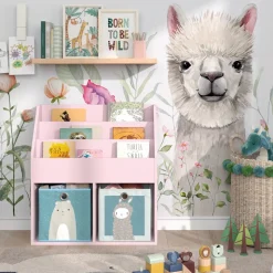 Vicco Kinderregal Rosa Luigi ohne Faltboxen - 72x79x31 cm hergestellt aus Spanplatte - Bücherregal für Familien mit Kids, Cleveres Möbel für kreative Spielstunden