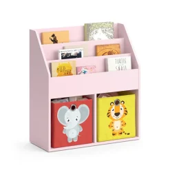 Vicco Kinderregal Rosa Luigi ohne Faltboxen - 72x79x31 cm hergestellt aus Spanplatte - Bücherregal für Familien mit Kids, Cleveres Möbel für kreative Spielstunden