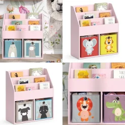 Vicco Kinderregal Rosa Luigi ohne Faltboxen - 72x79x31 cm hergestellt aus Spanplatte - Bücherregal für Familien mit Kids, Cleveres Möbel für kreative Spielstunden