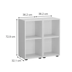 Vicco Kinderregal Weiß Estell 2er-Set - 71x38x32 cm gefertigt aus Spanplatte - Bücherregal für Kinder, platzsparende Lösung für Aufbewahrung