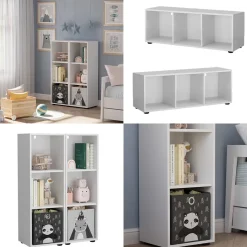 Vicco Kinderregal Weiß Estell 2er-Set - 106x38x32 cm gefertigt aus Spanplatte - Bücherregal für Kinder, platzsparende Lösung für Aufbewahrung