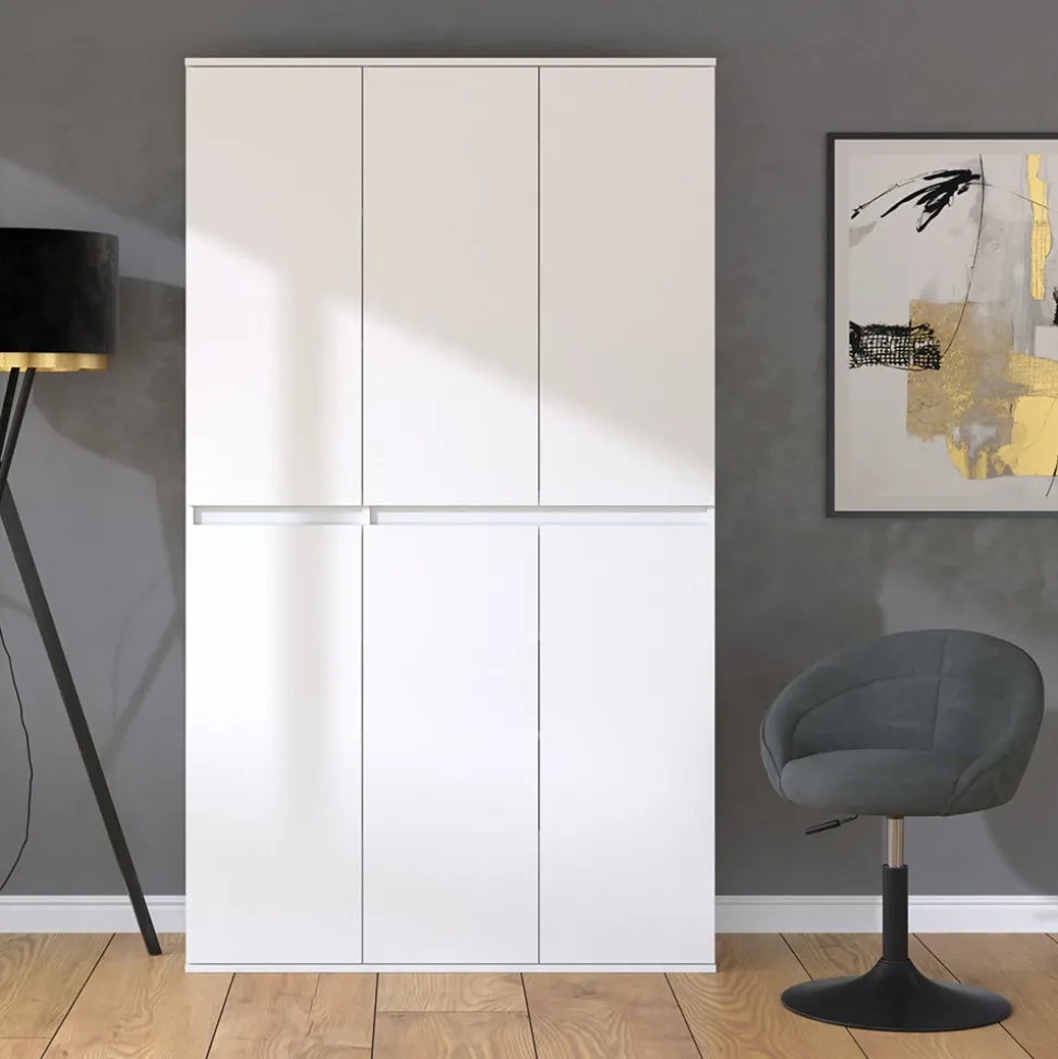 Vicco Kleiderschrank "Claus", Weiß, 111 x 191.5 cm mit 6 Türen