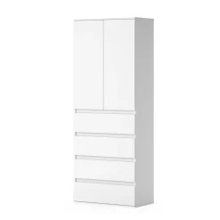 Vicco Kleiderschrank "Claus", Weiß, 74 x 191.5 cm mit 4 Schubladen