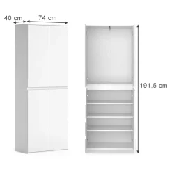 Vicco Kleiderschrank "Claus", Weiß, 74 x 191.5 cm mit 4 Türen