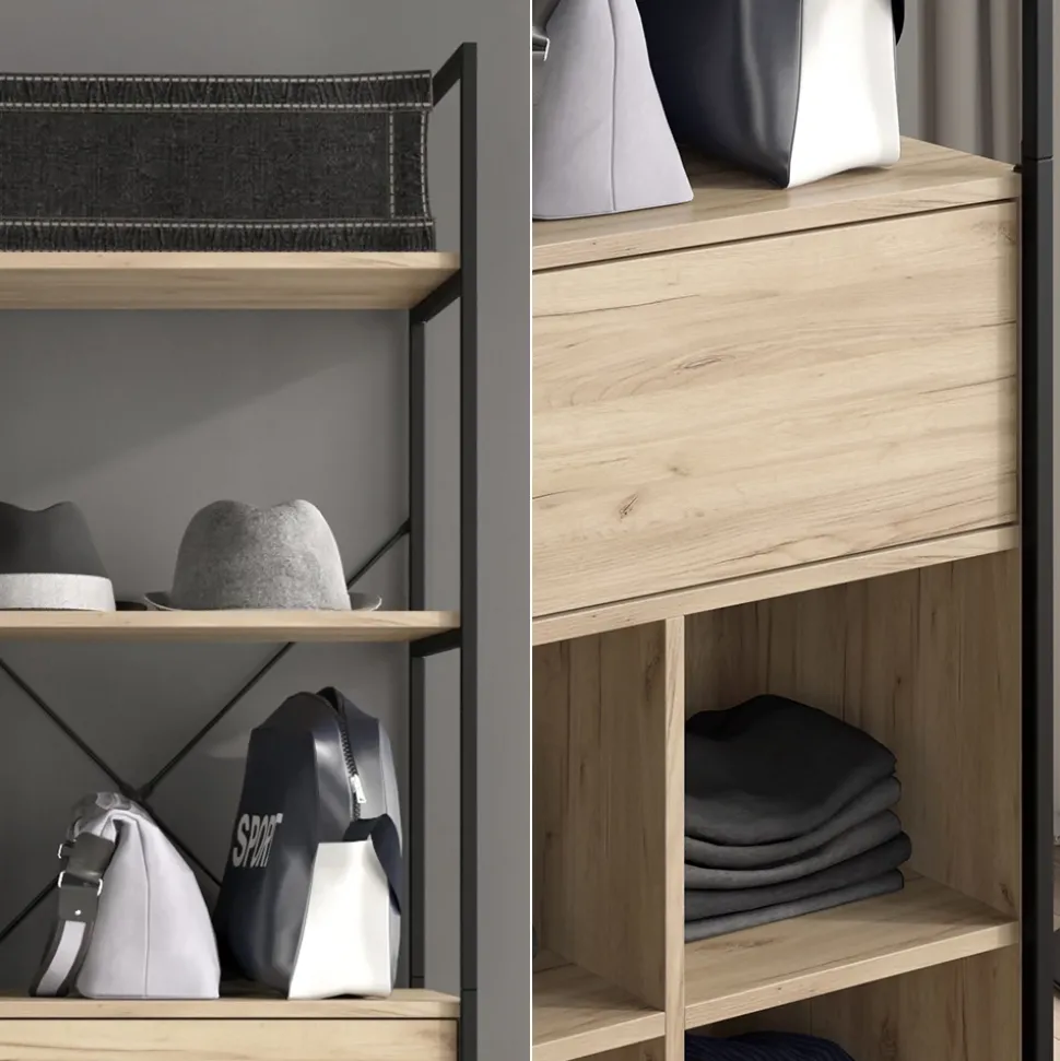 Vicco Kleiderschrank "Enya", Holz, 60 x 180 cm mit Schublade