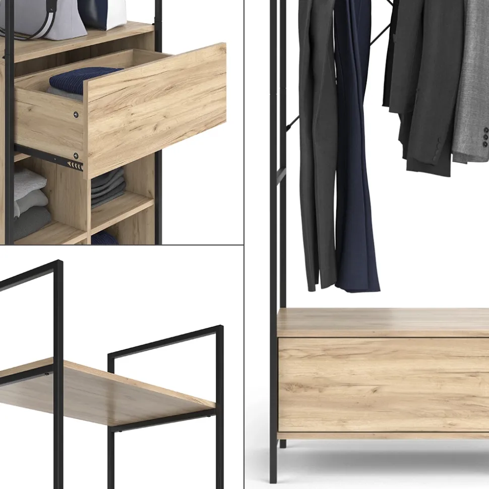 Vicco Kleiderschrank "Enya", Holz, 60 x 180 cm mit Schublade