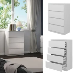 Vicco Kommode Calisto, Kommodenschrank, Weiß/Weiß, 70 x 102 cm