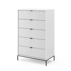 Vicco Kommode Eliza, Kommodenschrank, Weiß, 76 x 120 cm mit 5 Schubladen