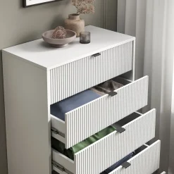 Vicco Kommode Eliza, Kommodenschrank, Weiß, 76 x 120 cm mit 5 Schubladen