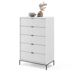 Vicco Kommode Eliza, Kommodenschrank, Weiß, 76 x 120 cm mit 5 Schubladen