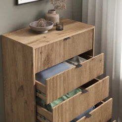 Vicco Kommode Eliza, Kommodenschrank, Viking Oak, 76 x 120 cm mit 5 Schubladen