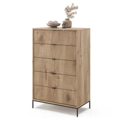 Vicco Kommode Eliza, Kommodenschrank, Viking Oak, 76 x 120 cm mit 5 Schubladen