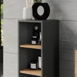 Vicco Midischrank Anthrazit/Artisan Irma 30x81x30 cm - Die Badezimmermöbel, Mehr Ordnung im Badezimmer durch übersichtliche Ablage