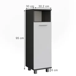 Vicco Midischrank Anthrazit/Weiß Ilias 30x95x30 cm - Die Badezimmermöbel, Ideal für kleine Räume und schmale Nischen