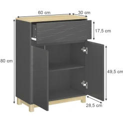Vicco Midischrank Anthrazit Livia 60x80x30 cm - Badezimmermöbel, Nutzt den Raum über der Toilette clever aus