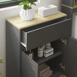 Vicco Midischrank Anthrazit Livia 60x80x30 cm - Badezimmermöbel, Nutzt den Raum über der Toilette clever aus