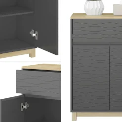 Vicco Midischrank Anthrazit Livia 60x80x30 cm - Badezimmermöbel, Nutzt den Raum über der Toilette clever aus
