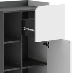 Vicco Midischrank Anthrazit/Weiß Karen 50x90x35 cm - Die Badezimmermöbel, Kombination aus offenen und geschlossenen Fächern für Flexibilität