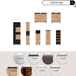 Vicco Midischrank Anthrazit/Weiß Ilias 30x95x30 cm - Die Badezimmermöbel, Mehr Ordnung im Badezimmer durch übersichtliche Ablage