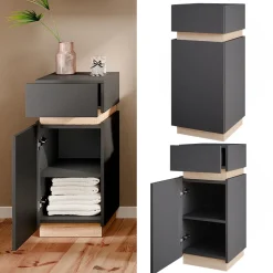 Vicco Midischrank Anthrazit Gloria 33x76x35 cm - Die Badezimmermöbel, Unterschrank- und Hängeschrank-Kombination