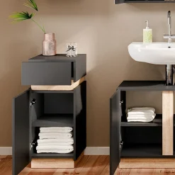 Vicco Midischrank Anthrazit Gloria 33x76x35 cm - Die Badezimmermöbel, Unterschrank- und Hängeschrank-Kombination