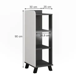 Vicco Midischrank Anthrazit/Weiß Karen 30x90x35 cm - Die Badezimmermöbel, Mehr Ordnung im Badezimmer durch übersichtliche Ablage