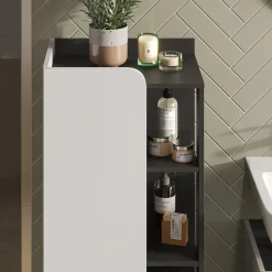 Vicco Midischrank Anthrazit/Weiß Karen 50x128x35 cm - Die Badezimmermöbel, Mehr Ordnung im Badezimmer durch übersichtliche Ablage