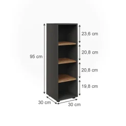 Vicco Midischrank Anthrazit/Artisan Irma 30x95x30 cm - Die Badezimmermöbel, Mehr Ordnung im Badezimmer durch übersichtliche Ablage