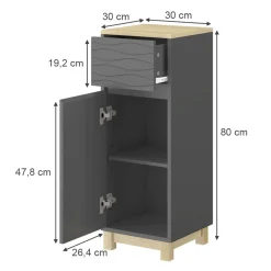 Vicco Midischrank Anthrazit Livia 30x80x30 cm - Badschrank, Nutzt den Raum über der Toilette clever aus