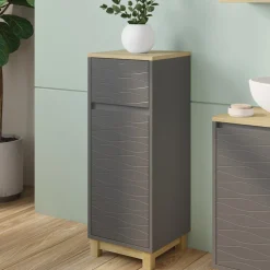 Vicco Midischrank Anthrazit Livia 30x80x30 cm - Badschrank, Nutzt den Raum über der Toilette clever aus