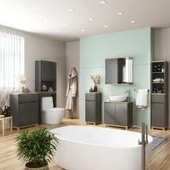 Vicco Midischrank Anthrazit Livia 30x80x30 cm - Badschrank, Nutzt den Raum über der Toilette clever aus