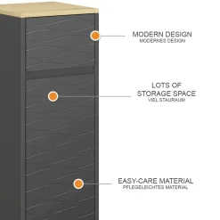 Vicco Midischrank Anthrazit Livia 30x80x30 cm - Badschrank, Nutzt den Raum über der Toilette clever aus
