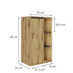 Vicco Midischrank Artisan/Grau Viola 50x86x33 cm - Die Badezimmermöbel, Leichte Reinigung des Bodens dank wandhängender Montage