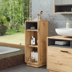 Vicco Midischrank Artisan Eiche/Anthrazit Beatrice 38x93x30 cm - Aufbewahrungsschrank, Viel Stauraum für Handtücher, Kosmetik & Pflegeprodukte