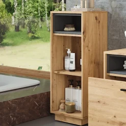 Vicco Midischrank Artisan Eiche/Anthrazit Beatrice 38x93x30 cm - Aufbewahrungsschrank, Viel Stauraum für Handtücher, Kosmetik & Pflegeprodukte