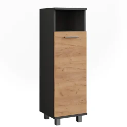 Vicco Midischrank Goldkraft Eiche/Anthrazit Ilias 30x95x30 cm - Die Badezimmermöbel, Ideal für kleine Räume und schmale Nischen