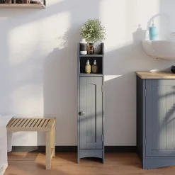 Vicco Midischrank Grau Bianco 18x81x20 cm - Die Badezimmermöbel, Kompakte Bauweise – auch für kleine Bäder geeignet